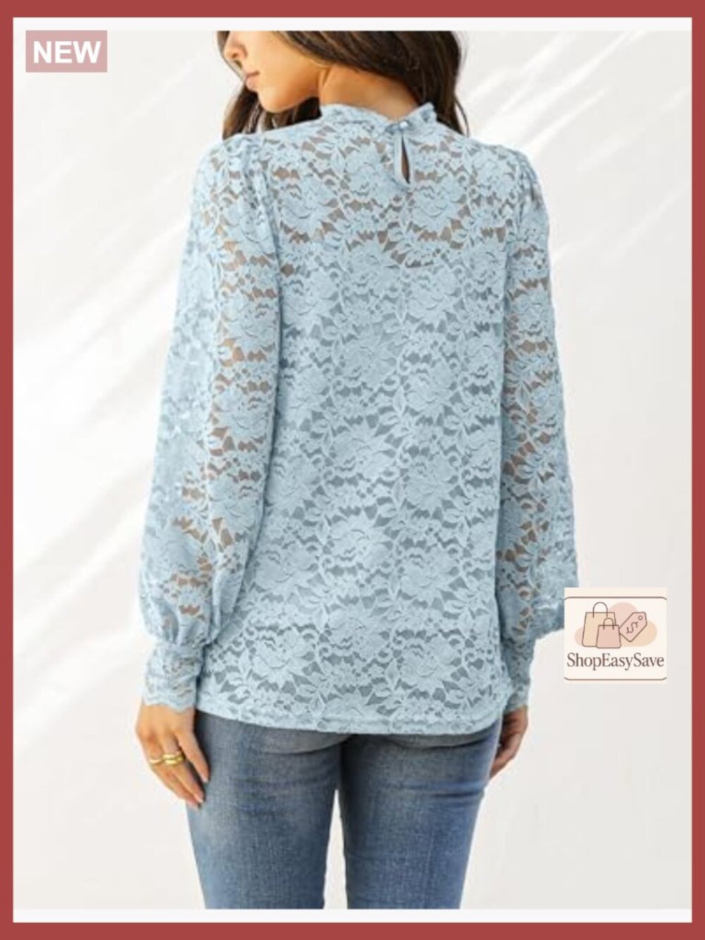 Sheer Lace Long Sleeve Blouse Set Elegant Feminine Vintage Chic Dressy Casual - Picture 3 of 7